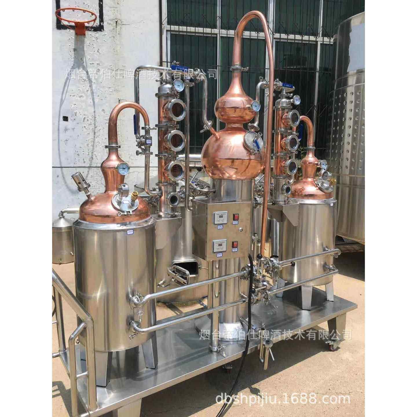 紫铜蒸馏设备100L酒厂高校科研实验室研发用白兰地蒸馏外贸出口
