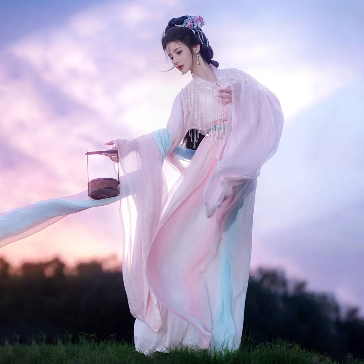 魏晋风汉服女嫦娥仙子古装仙气飘飘直裾大袖古典舞蹈古风演出服装