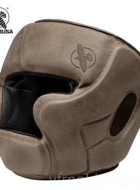 新款HAYAB散USA闭 隼拳击护头真皮打头盔专业训练格封式护头mma斗