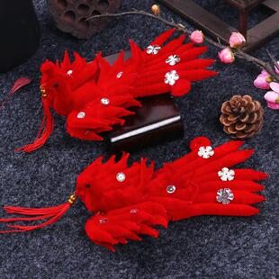 戏曲戏剧豫剧京剧青衣花旦小姐头花头饰红色绒花正凤偏凤鬓花小花