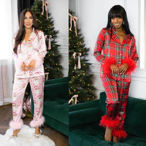 Christmas Mommy And Me Matching Pajamas Santa Print Button