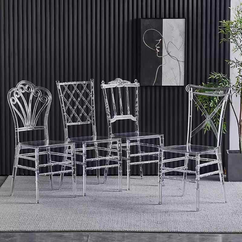 酒店宴会厅透明水晶竹节椅子户外花园婚庆塑料简约透明亚克力椅子