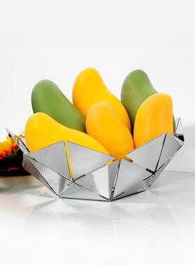 高档不锈钢果盘不规则皱折水创摆件意果收纳盘家用客厅茶果盘几摆