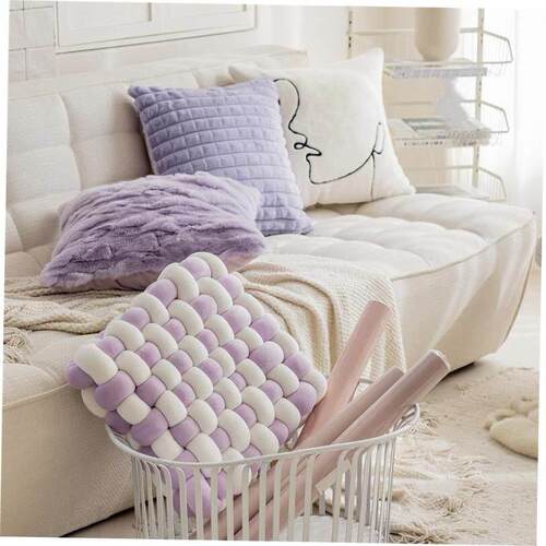 毛绒紫色抱枕套柔软靠枕床头靠垫腰靠 cushion cover pillowcase