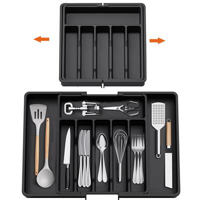 跨境新品Expandable Utensil Tray 抽屉可扩展餐具托盘刀叉收纳盒