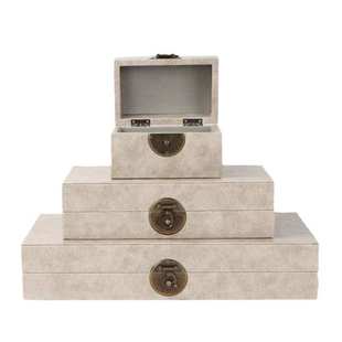 现代新中式 饰盒摆件书房卧室首饰收纳盒子 样板间家具店复古圆扣装