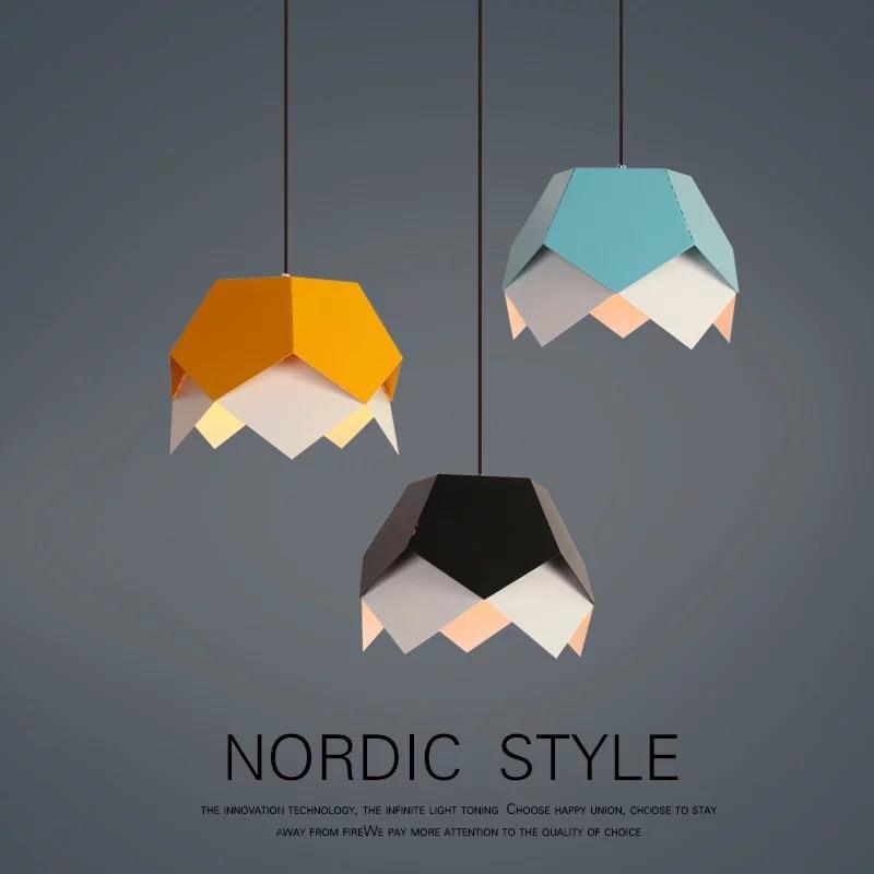 北欧简约创意吊灯餐厅咖啡厅办公室儿童房早教室彩色马卡龙吊灯具