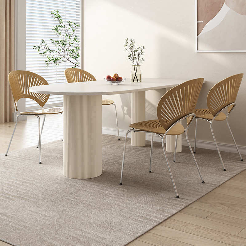 奶油风岛台餐桌一体异形岩板餐桌椅组合现代简约家用小户型轻奢