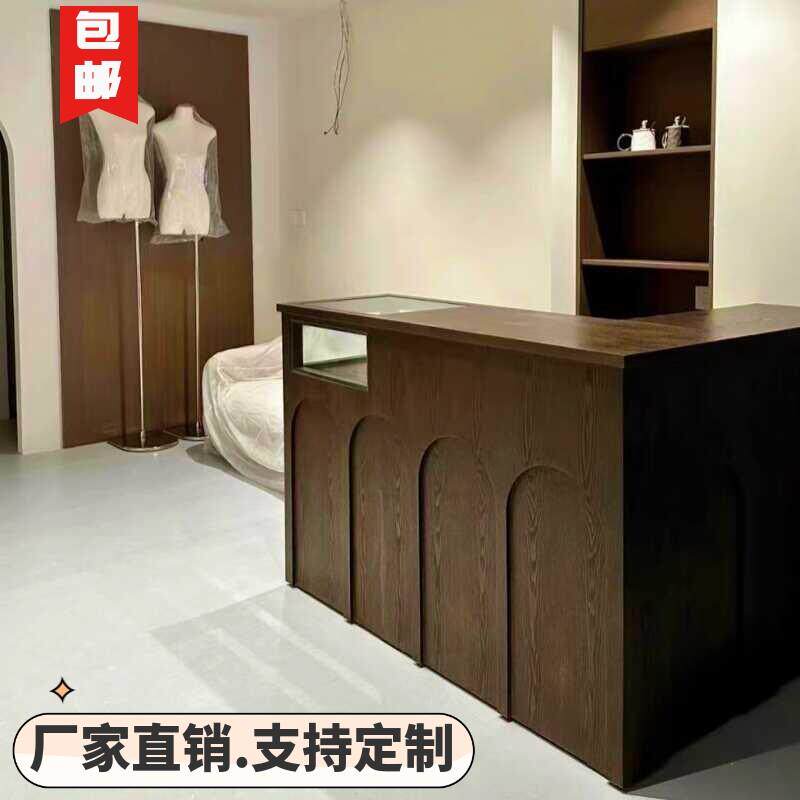 服装店收银柜台L型7字转角吧台桌女装店铺展示柜台美容院前台接待
