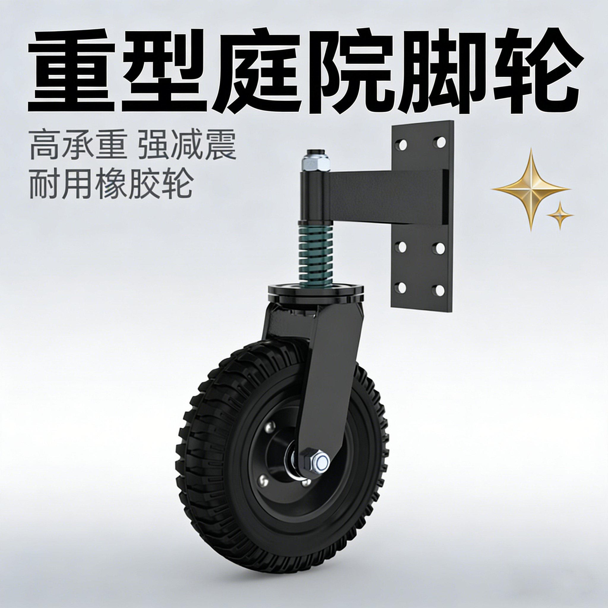 大铁门下垂支撑轮承重轮万向轮橡胶庭院铁门栅栏门下沉重型滑轮
