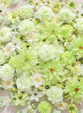 彷真绿色花朵混搭 假花diy手工簪花材料包古风汉服裙撑装饰绢花