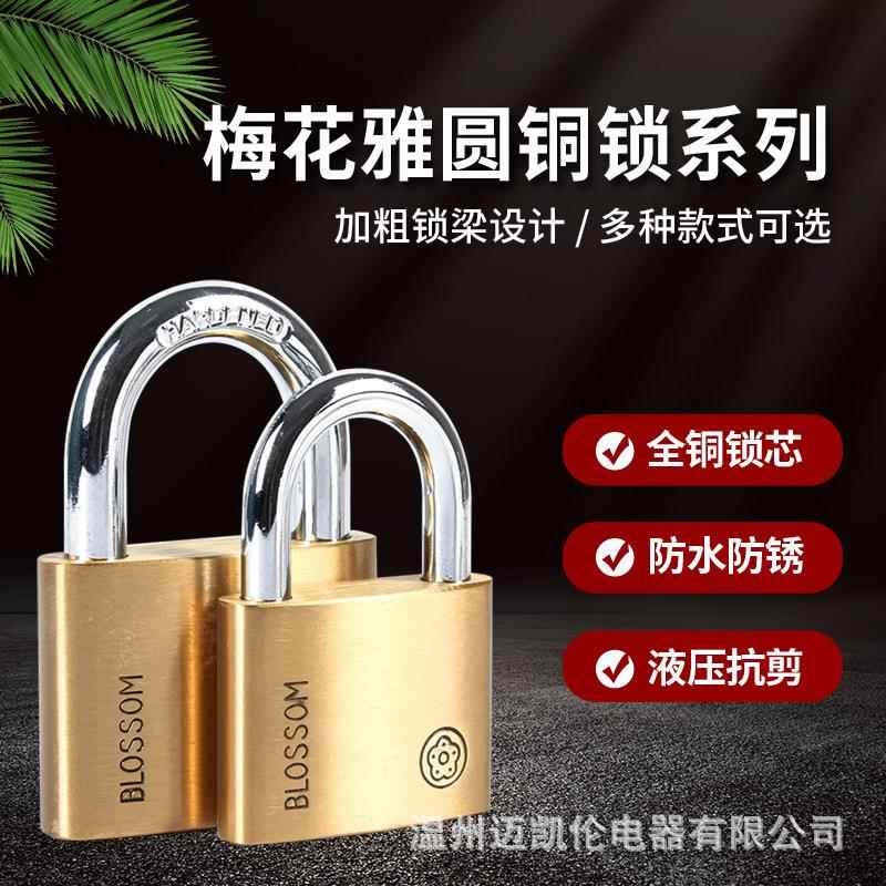 梅花牌挂锁仓库门挂锁家用防水防锈纯铜锁芯迷你型学生宿舍柜子锁