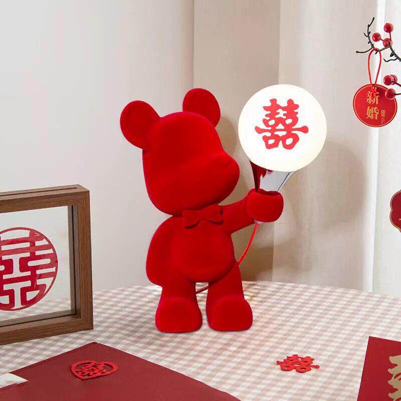 常明灯婚礼台灯创意婚房床头彩灯一对婚礼礼品礼盒熊台灯