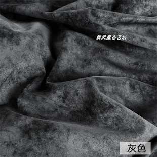 雪花霜感柔软防水皮布料 深灰色炒色复古做旧双色绒感PU皮革面料