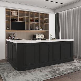 SJN复古咖啡店吧台酒水吧一体作台花店水果收银台公司休闲吧台