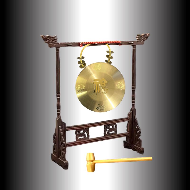 六帝百福铜锣挂件摆件家居五帝黄铜中式化五黄二黑八卦太极手敲锣