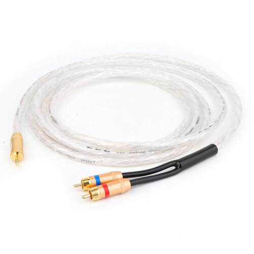 立顿镀银3.5mm电脑手机一分二转RCA双莲花信号线发烧HiFi音频线