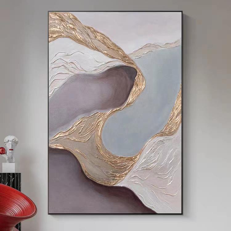 纯手绘抽象色块肌理油画现代落地画客厅玄关入户挂画大尺寸装饰画