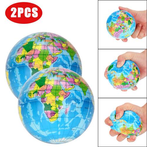 2PCS Stress Relief World Map Jumbo Ball Atlas Globe Palm Ba