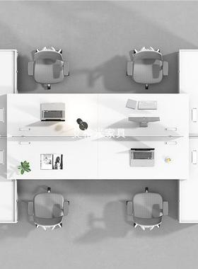 财务办工公桌简约现代职员桌办公办桌椅组合双人白00232色位办公