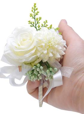 婚庆用品D764新郎新娘婚礼胸花手工绢花绢布布艺胸花仿真花饰品