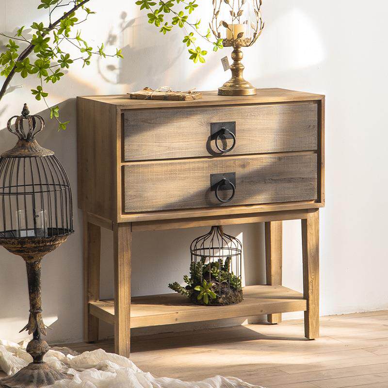 美式复古木玄关A1600客柜餐实厅杉木六抽高脚饰收纳柜民宿酒店装