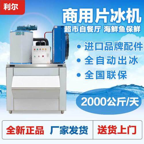 利尔LR-2T商用片冰机2000公斤超市海鲜保鲜2吨鳞片制冰机