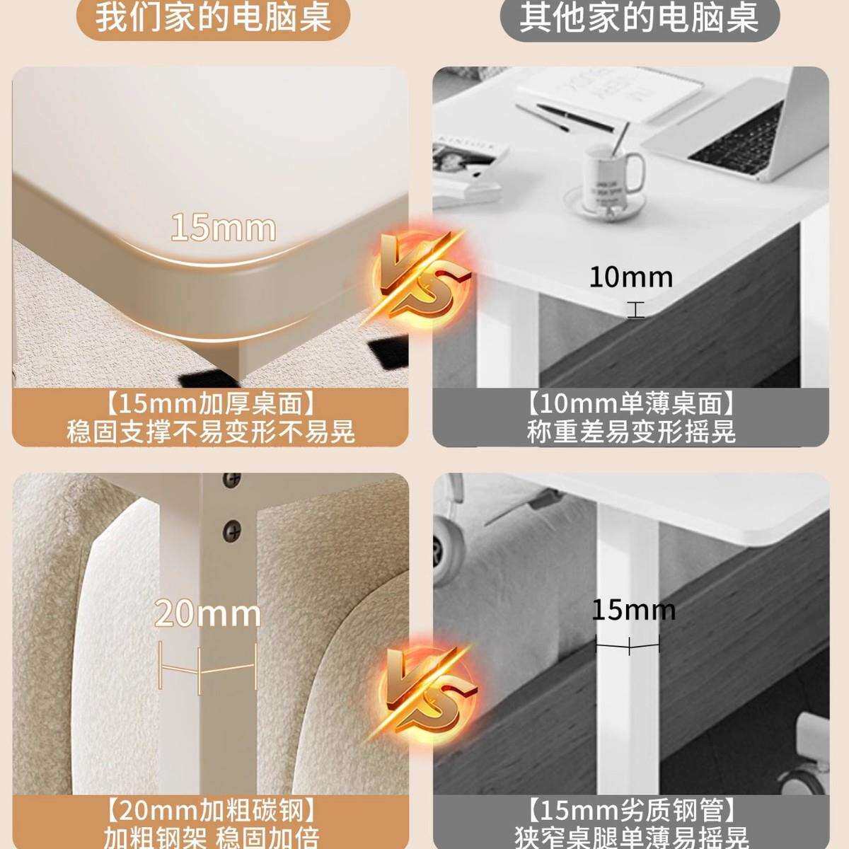 可桌移动床边桌电脑桌家用床头简易发办卧公桌LQB室书学生沙学习