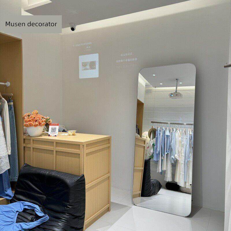 服装店试衣镜服装店镜子落地欧式圆角镜木托镜显瘦全身镜木森饰家