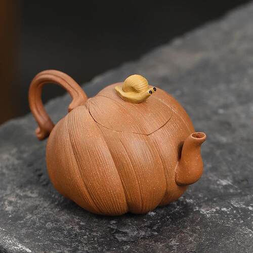 宜兴紫砂壶泡茶壶纯手工茶壶降坡泥仿生器蜗牛南瓜壶120cc