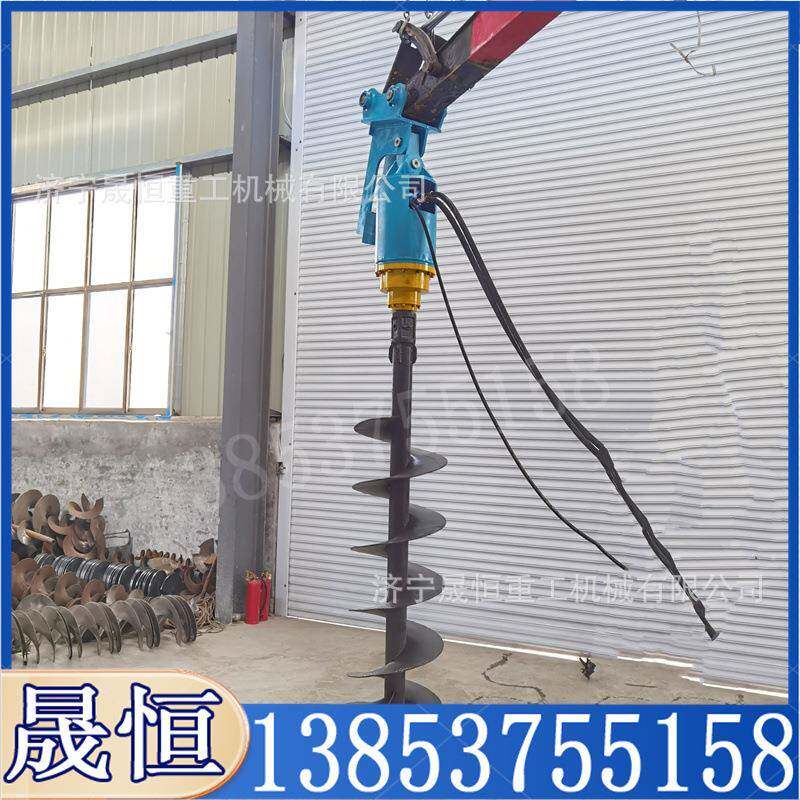 液压树坑钻孔机动力头房屋地基树坑液压钻打桩光伏挖机改钻孔机