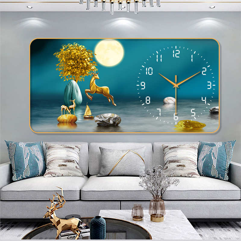 【30厘米*60厘米】 装饰画轻奢静音时钟现代挂钟客厅家用餐厅挂画
