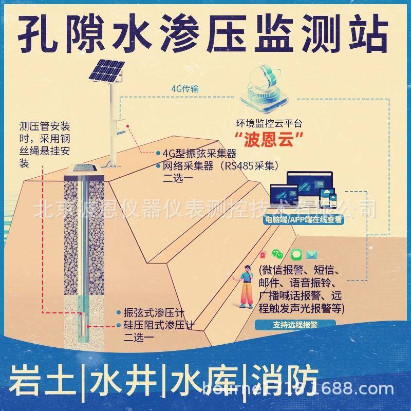 孔隙水渗压监测站厂家水库大坝一体化渗流量渗压传感器