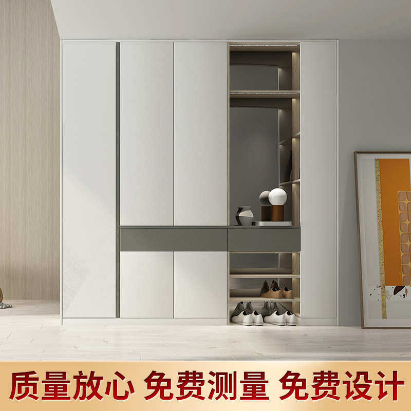 全屋现代简约风家用卧室玻璃门组合靠墙铝合金衣柜金属衣帽间定