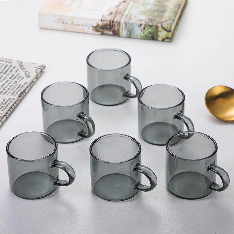 厂家直供透黑玻璃杯 茶杯 耐热可微波炉咖啡杯家用量大优惠6只装