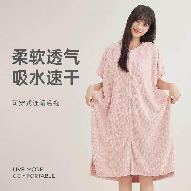 浴袍女款夏ltao9167季2025浴新款巾夏袍可穿式速干季浴薄款浴袍式