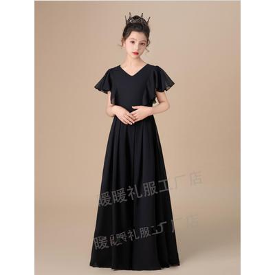 正品顺提发黑色女童礼服钢演出服丰公主裙小琴演奏管乐团表演服琴