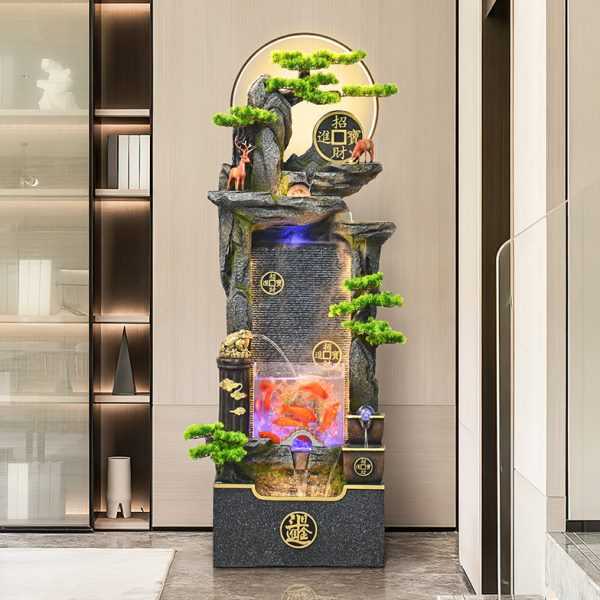 玄关假山客厅高山流水水幕新款循环墙喷泉鱼缸摆件水造景招财景观