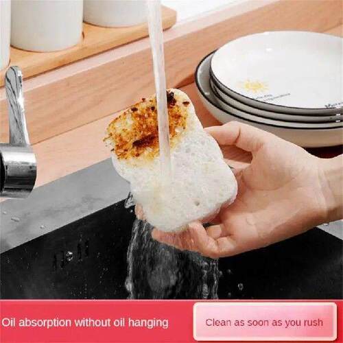 1pc Dish Washing Sponge With Lanyard Reusable Wood Pulp