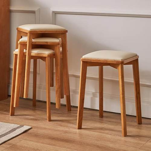 实木凳子餐凳凳可叠放椅RF-2000N子软凳方高板凳餐包桌凳家用