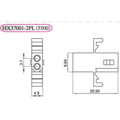 红星接插件HX37001 5500-2PL 3P 4P 6P 9P 12PL 带翅 连接器3.7mm