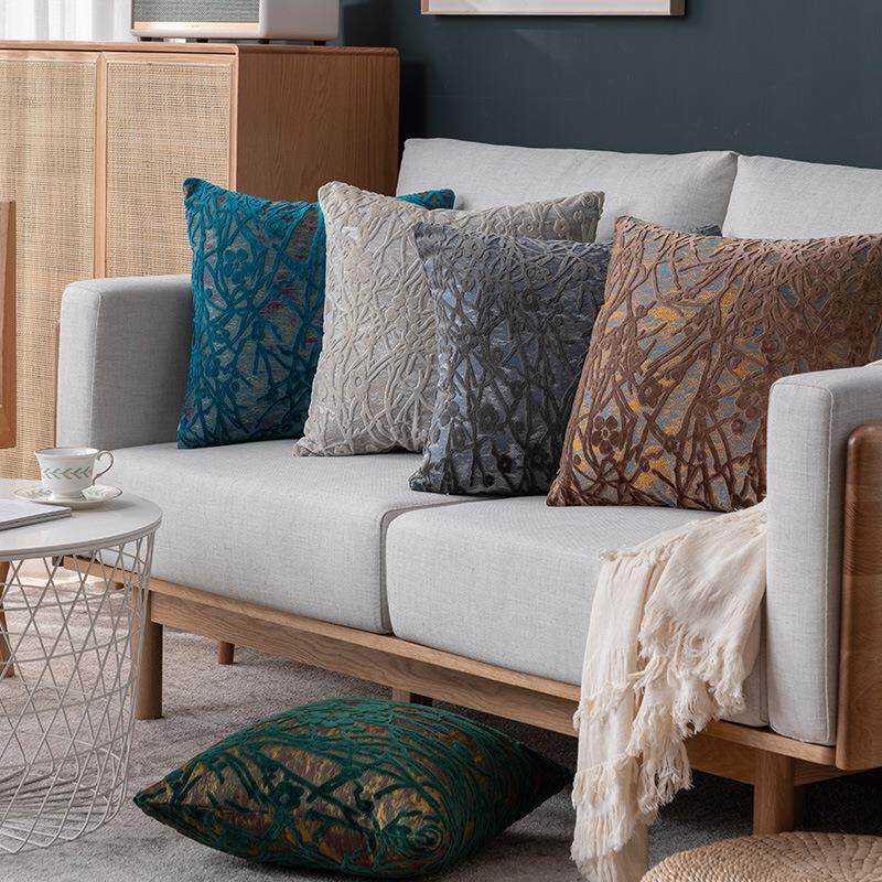 割绒床头靠枕抱枕简约北欧客厅沙发样板房床上家居靠垫枕套 - 艾英旗舰店出品