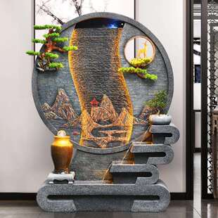 隔断大幕型水景观花园庭院办公室落地摆件新中式 229假水墙流水山