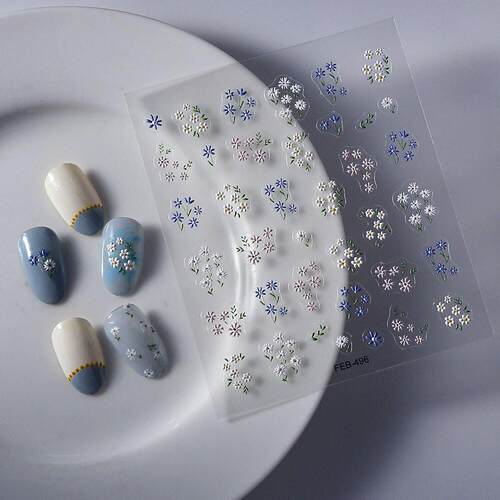 小碎花浮雕美甲贴纸指甲饰品贴花 Small Flower 5D Nail Stickers