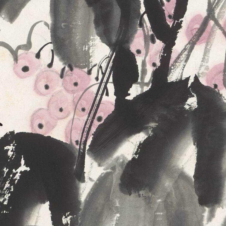 齐白石葡萄藤萝图卷轴仿古画复制品花鸟画名人字画玄关书房装饰画