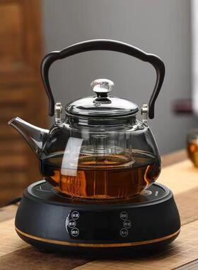 围炉煮茶壶大容量新款透黑玻璃提梁壶电陶炉蒸煮一体内胆泡茶壶