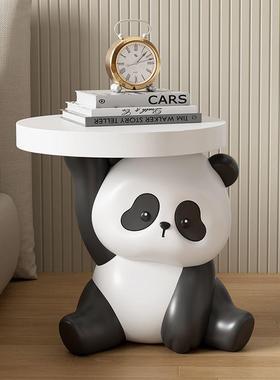 超萌卡通熊猫茶几客厅落地摆头件可爱家旁沙边几床移动居小pxx8SJ