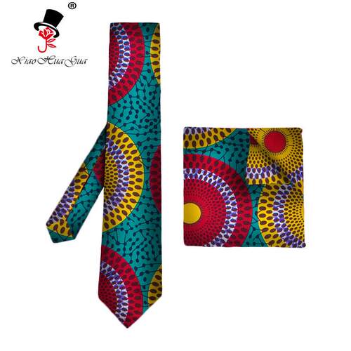 Men's tie with two ties and a square scarf printed cotton