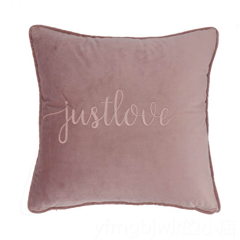 新款天鹅绒靠烫金刺情书抱枕绣沙发垫椅抱子靠枕床头样板房北欧枕