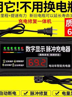 自动断电电动车电瓶车充电器48V60V72V20AH通用修复保护直流定时